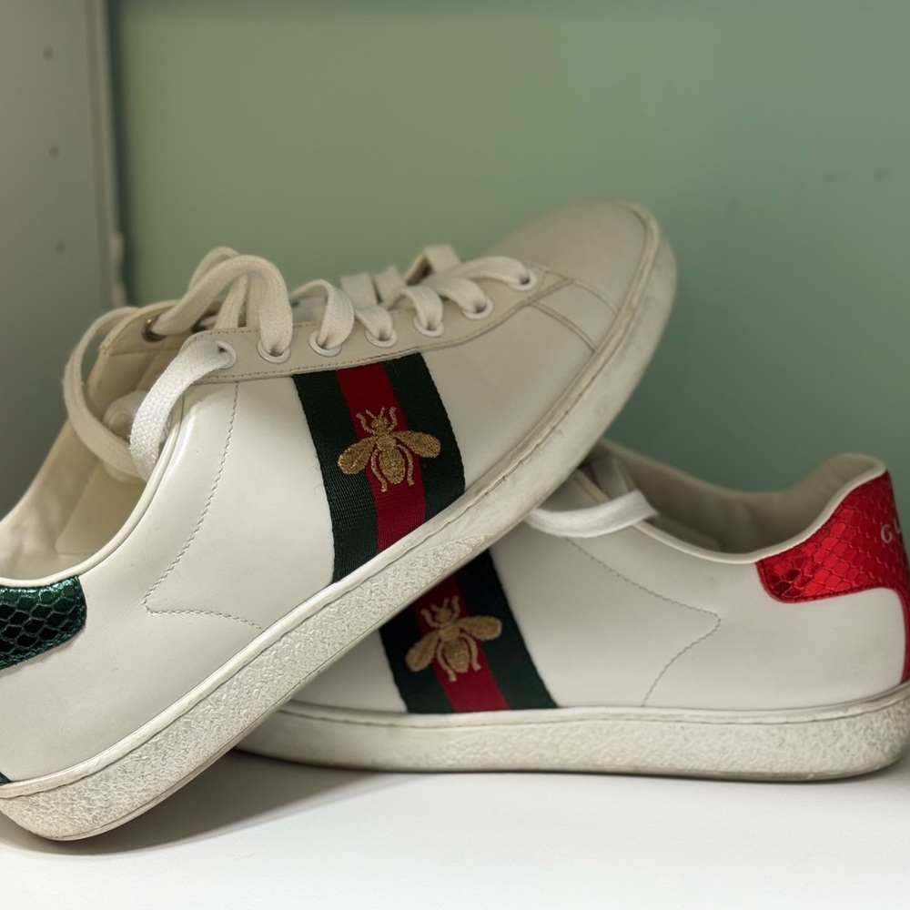 Gucci White Leather Ace Sneakers